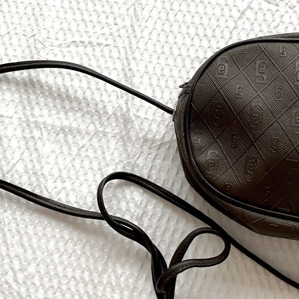 Vintage Philippe Salvet Brown Embossed Crossbody Bag